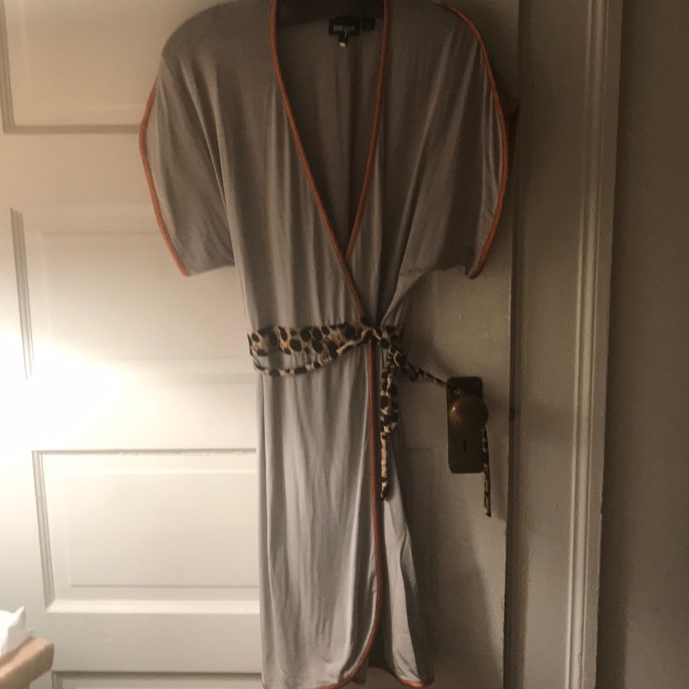 Just Cavalli Gray Dress with Leopard Print Belt